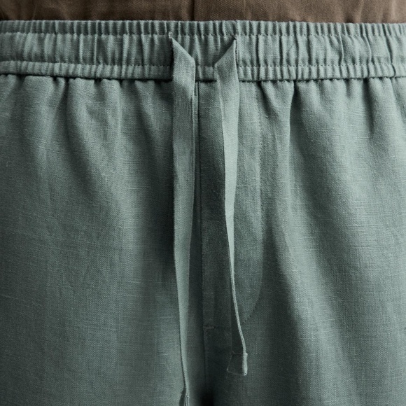 ZARA 100% Linen Pants Mens Green Gray Size Large Relaxed Fit NWT - Picture 4 of 9